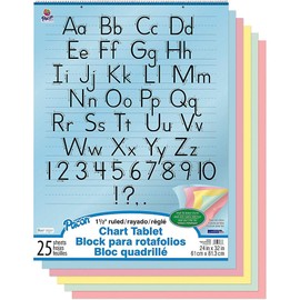 Pacon PAC74733 Chart Tablet, Manuscript Cover, Assorted 5 Colors Inside, 1-1/2" Ruled, 24" x 32", 25 Sheets