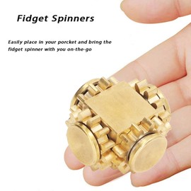 Brass Fidget Spinner, Gear Linkage Rotating Toy Gears Linkage Anti Anxiety Fidget Toy, EDC Meditation Break Bad Habits ADHD Finger Toy for Adults