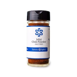 Savory Spice Mild Chili Powder - Salt-Free Ground Chili Powder Seasoning | Make Chili or Baked Beans with No Salt - Use as Dry Chili Rub on Roasted Meats (Medium Jar - Net: 2.1 oz)
