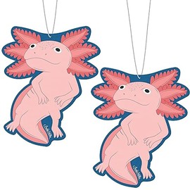 Archie McPhee Hanging Axolotl Car Air Freshener - Smiling Pink Axolotl, Escape into Underwater Happiness - Scented with Sweet Strawberries (2 pack)