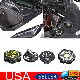 e-power-auto-Trim Carbon Fiber Engine Cabin Brake Oil Fluid Water Tank Cap Cover For Corvette C7