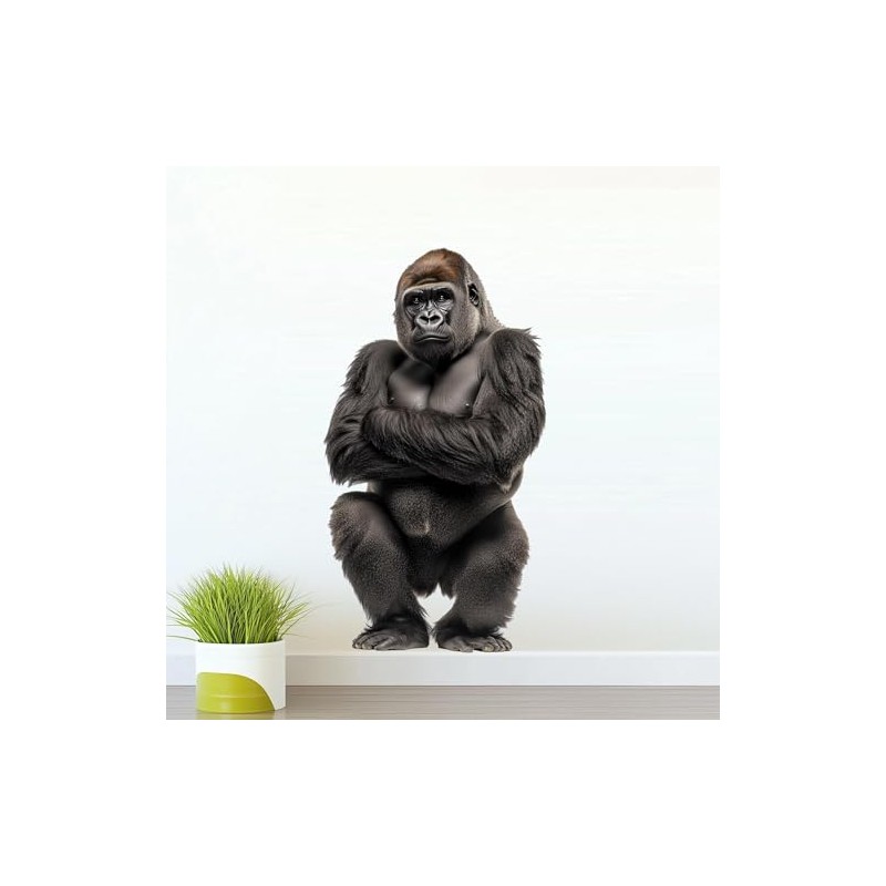 VWAQ Gorilla Wall Decal, Realistic Animal Vinyl Sticker Animal Jungle