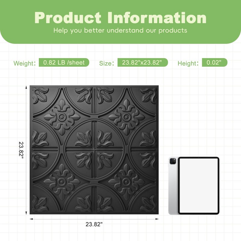 Art3d Drop Ceiling Tiles 2x2, Glue-up Ceiling Panel, Fancy Classic