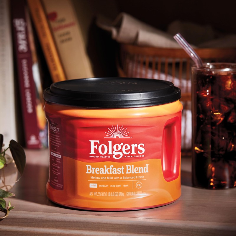 Folgers Breakfast Blend Mild Roast Ground Coffee, 22.6 Ounces (Pack