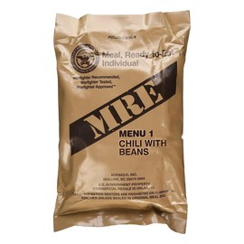 Nutrient-Rich MREs - Portable Food Survival Meals - Long Shelf Life Ready to Eat Emergency Food Rations - Made in USA (Chili with Beans) - 2024 Inspection