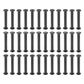 PATIKIL 50 Sets Chicago Screws, 40mm L Chicago Screws Phillips Binding Post Screw Bolts Leather Rivets Fasteners Connectors for Leather Belt Scrapbook Photo Albums, Black