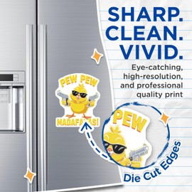 (2 Pack) Gangster Chick Magnets - Funny Chicken Art - Cool Refrigerator Magnets- 5" On Longest Side - Sticks to Smooth Flat Surfaces - Made in USA - MAG11813