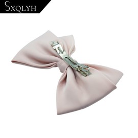 SXQLYH Satin Bow Hair Clip, Women's Hair Clips with 18 cm Large Bow and Pearls, Women's Hair Bows, French Hair Clips, Ballerina Bow Elegant (Pink)