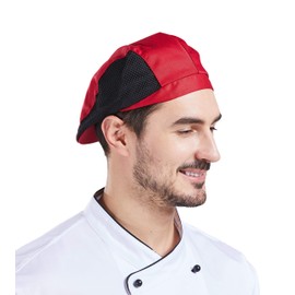 Nanxson Chef Hat Beret Hair Net Caps Restaurant Kitchen Cooking Mesh Chef Cap for Women Men CF9021 (Red)
