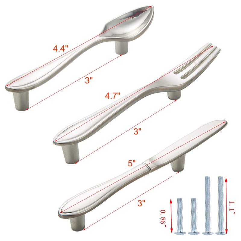 CENGOOD 3-Pack Cabinet Pulls Spoon Knife Fork Shape Door Handles