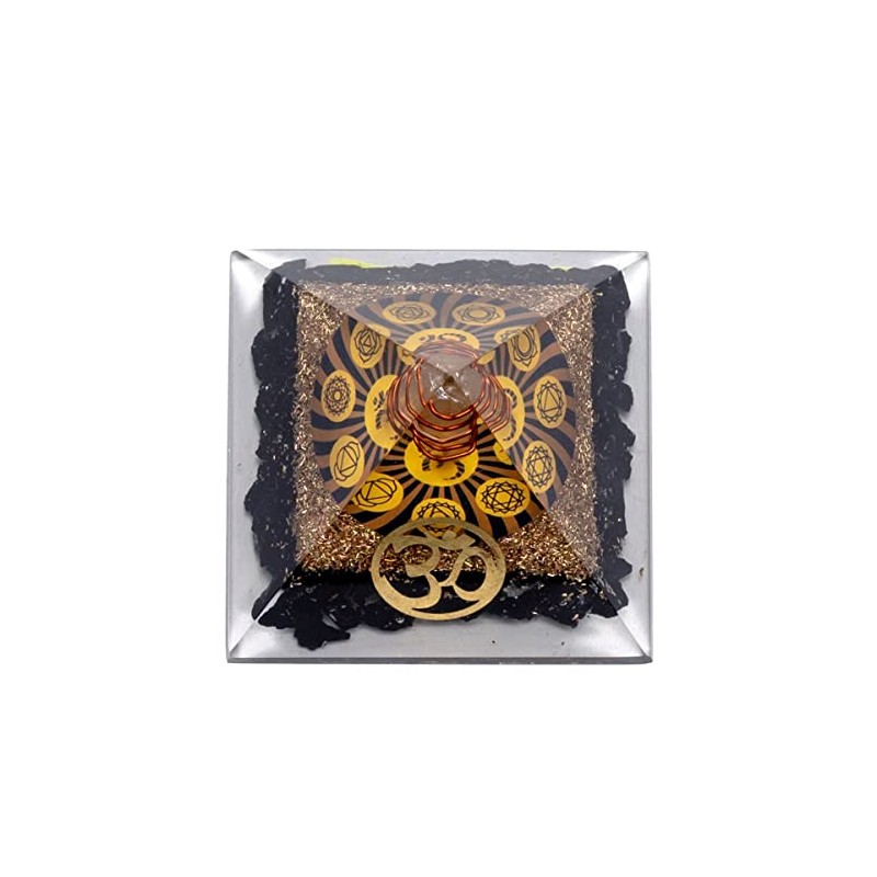 Orgonite Chakra Pyramid Black Tourmaline with ohm