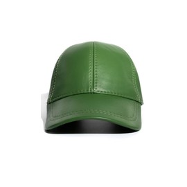 100% Real Genuine Lambskin Leather Baseball Cap Hat Sports Visor (Emerald Green)