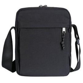 MAVHVAM Shoulder Bag Cross Body Bag with Zipper and Adjustable Strap Messenger Bag for Travel Small Sling Bags Water Repellent Side Bag Storage of Cell Phone for Adult Hiking Camp Casual Black