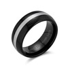 Simple Black Grey Inset Stripe Couples Titanium Wedding Band Ring