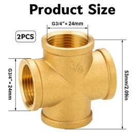 Brass Thread Fitting Cross Piece, Cross Piece with 3/4 Inch Internal Thread, 3/4 Inch Female Thread, Brass Screw Fitting Fittings, Cross Fitting Parts, Female Thread, DN20 Cross Piece Distributor