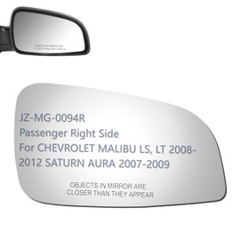 JZSUPER Side Mirror Glass fit for 2008-2012 Chevy Malibu LS, LT 2007-2009 Saturn Aura Passenger Right Side RH Convex, Including Adhesive