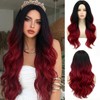 Daiaces Long Red and Black Curly Wig for Women Ombre
