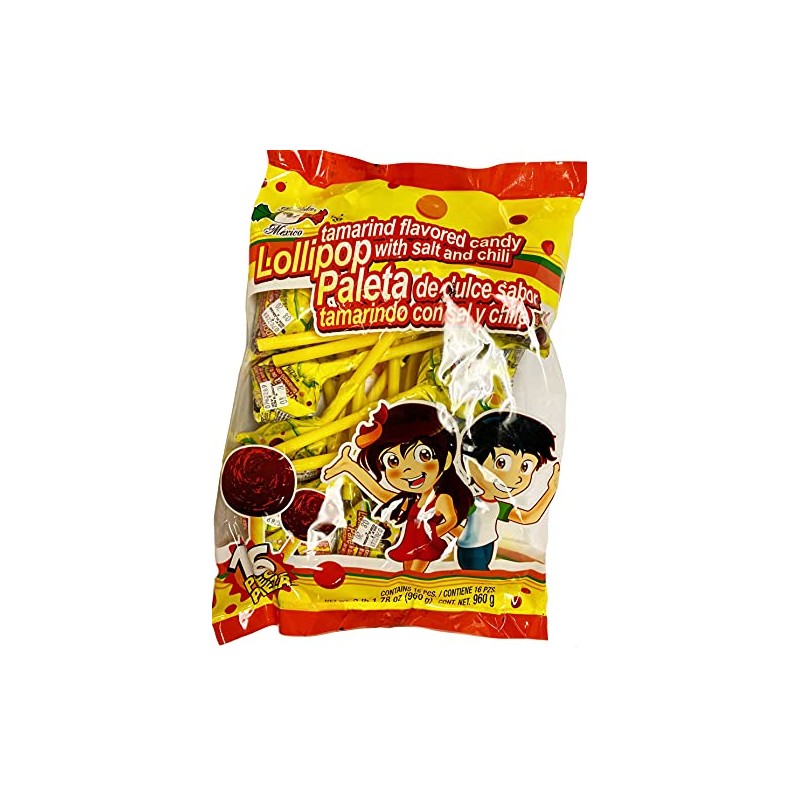 MDM TAMARINDO FLAVORED LOLLIPOPS w SALT/CHILI 2LB 1.78OZ BAG