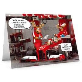 STREET SANTA - Formula 1 Christmas Card - Large A5 Card Size - Funny Humour - Made in the UK - Funny design of Santa in the garage - Great Card for F1 fans