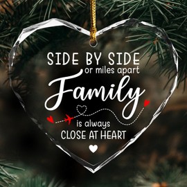 MeMate Family Christmas Ornaments, Side by Side or Miles Apart, Appreciation Thank You Gifts for Men Women, Thankful Gifts, Long Distance Glass Ornament Keepsakes for Family