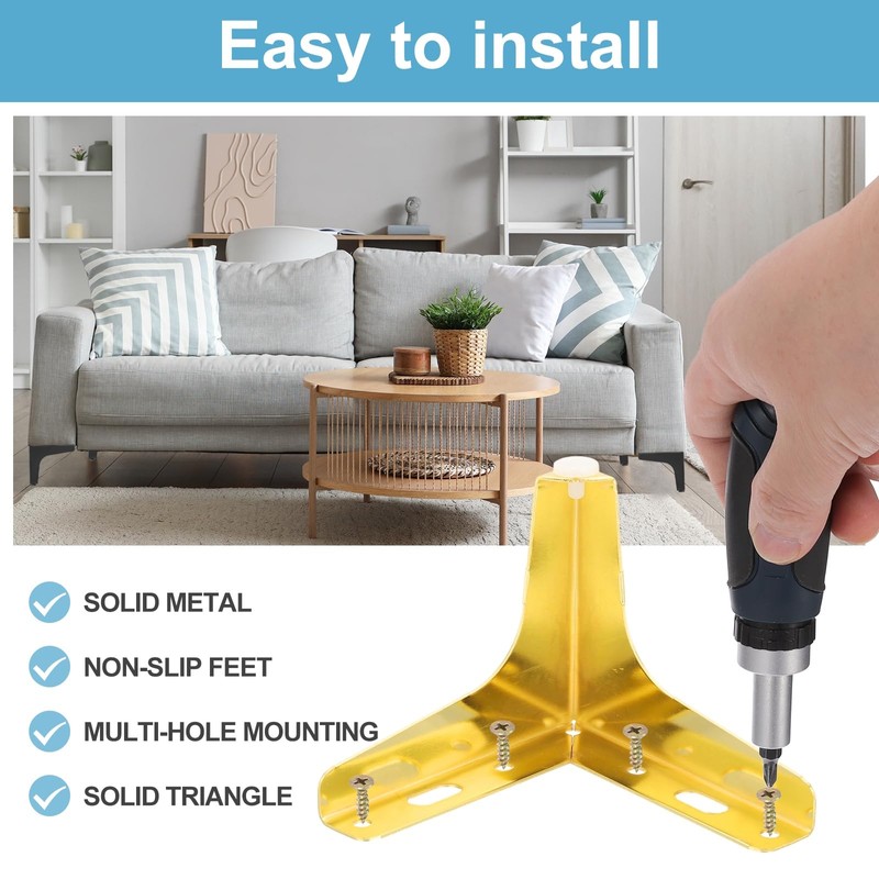 PATIKIL "4" Metal Furniture Legs Set of 4 Triangle Replacement
