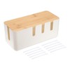 HARFINGTON Cable Management Box, Cord Organizer with Nylon Cable Reusable Ties for Home Office Desk, TV Computer Router Wires, Power Strips Hiding, White, Wooden Lid