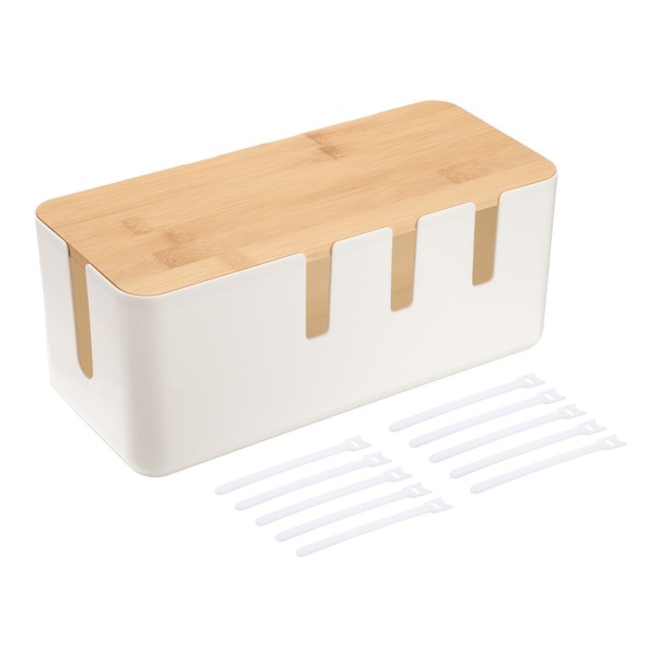 HARFINGTON Cable Management Box, Cord Organizer with Nylon Cable Reusable