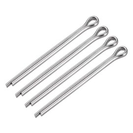 sourcing map Split Cotter Pin - 5mm x 70mm 304 Stainless Steel 2-Prongs Silver Tone Fastener Clip Key 4Pcs