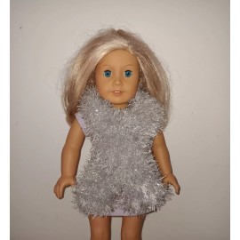 American Girl Doll Silver Metallic Fun Fur Boa Scarf For The American Girl Doll Or 18 Inch Doll