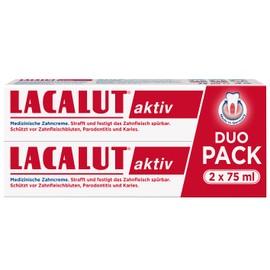 Lacalut Active Double Pack 2 x 75 ml Toothpaste, Immediately Noticeable Firming and Strengthening of the Gums, Effective Dental Care & Gum Care