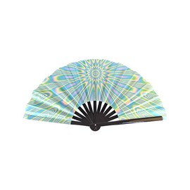 Large UV Illuminated Carnival Folding Hand Fan - Nightclub & Pool Party Bar Click Nylon Cloth Fan - Eye-catching hand fan, 13 inches, perfect for holiday accessories(FLASH OF LIGHT)