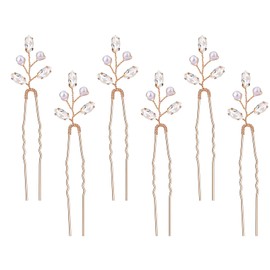 BHUJIA 6pcs Pearl Hair Pins, Bridal Hair Accessories - Elegant Pearl Wedding Pins for Women, Wedding Hair Pins for Brides Bridesmaids Women Girls (Gold)