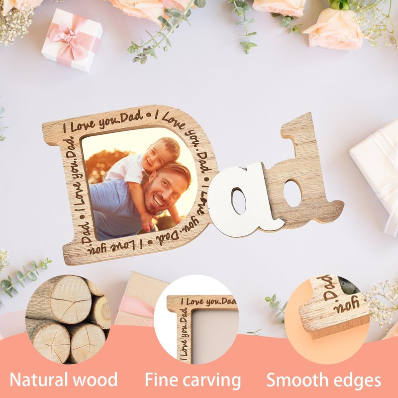 Dad Photo Frame – I Love You Dad Wooden Daddy