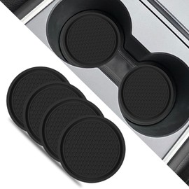 Niuoppy 4PCS Car Cup Holder Coasters, 7cm Round Universal Car Coaster, Non-Slip Vehicle Cup Holder Insert Mat for Women and Men Interior Decor or Most Cars Trucks (Black, 7cm)