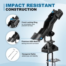 HIKEEN Fishing Rod Holder for Bank Fishing, Fishing Pole Holders for Ground Beach , Bank Fishing Rod Rack Stand, 360 Degree Adjustable Rod Holder(2 Pack)