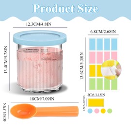 Compatible with Ninja Pints NC500 NC501 Series Ice Cream Makers, 24 oz Ninja Creami Deluxe Pints and Lids, BPA-Free, Airtight Anti-slip Dishwasher Safe, 2Pack-Blue/Yellow