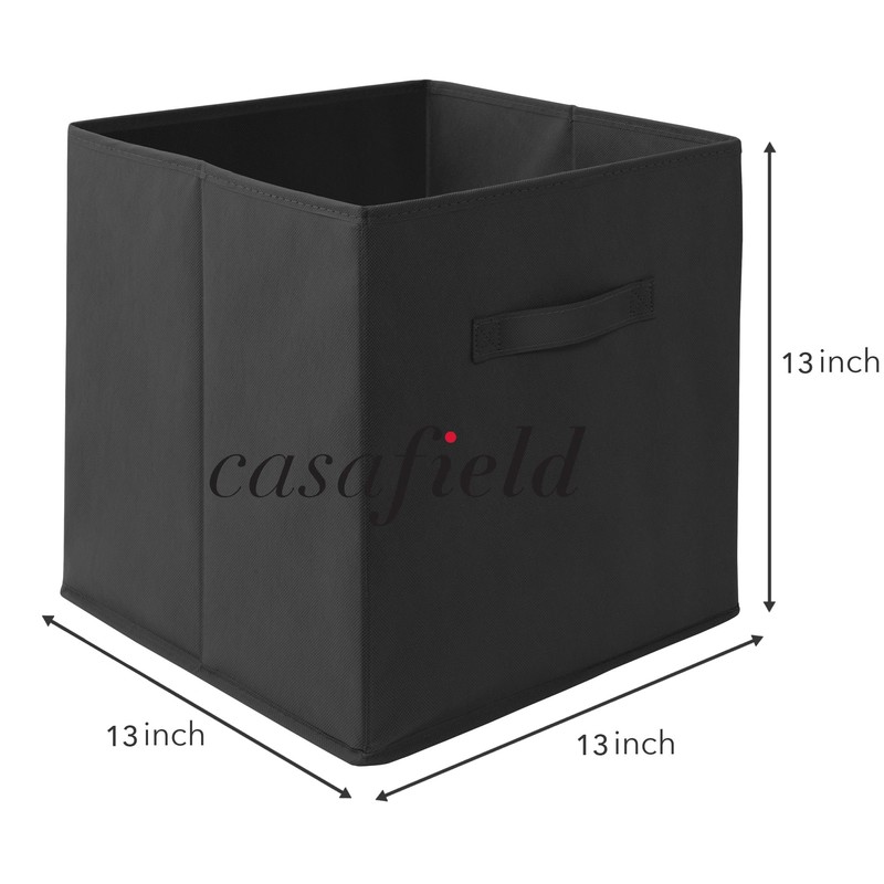 Casafield Set of 6 Collapsible Fabric Cube Storage Bins, Black