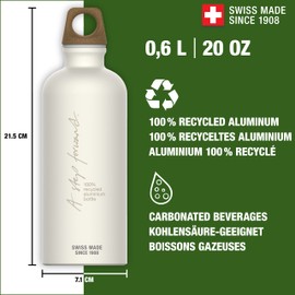 SIGG - Alu Trinkflasche - Traveller MyPlanet Forward - Klimaneutral Zertifiziert - kohlensäurehaltige Getränke - Auslaufsicher - Federleicht - BPA-frei - Outdoor & Yoga - Mattes Weiß- 0,6L