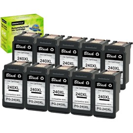 greencycle Re-Manufactured PG-240XL 240 XL Ink Cartridge Compatible for Canon PIXMA MG3620 MG4220 MG3220 MG2220 MX392 MX432 MX452 MX472 MX512 MG3522 MX522 MX532 (Black, 10 Pack)