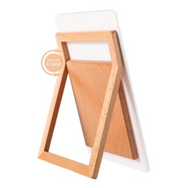 Desktop Glass Whiteboard with Reversible Wood Stand, Small White Board, Mini Dry Erase Whiteboard Easel for Desk, Reusable Desk Notepad 9.5"x6.7" for Home, Office, Accessories Included, Yeoux