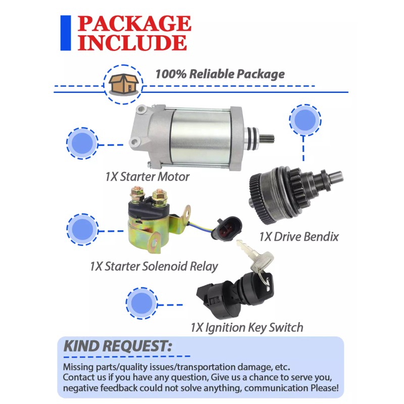 Motorsupermarkets Starter for Polaris Ranger 800 EFI 2010-2014 W/Bendix &