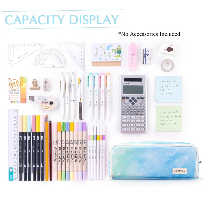 CICIMELON Large Capacity Pencil Case 3 Compartment Pouch Pen Bag