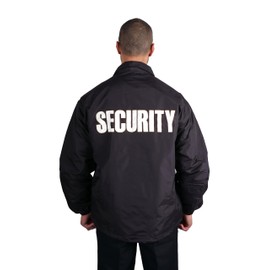 First Class 100% Nylon Windbreaker with Securtiy I.D. (Black)-Medium