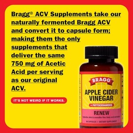 BRAGG BRAGG Renew Apple Cider Vinegar Capsules with Phytoceramides - 90 Capsules - Maintains Healthy Skin and Promotes Hydration