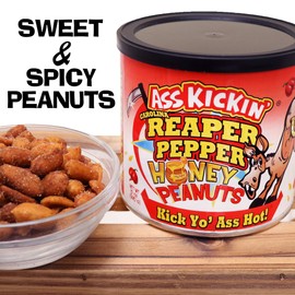 ASS KICKIN’ Carolina Reaper Spicy Hot Peanuts – 12oz - Ultimate Spicy Gourmet Gift Peanuts - Try if you dare!