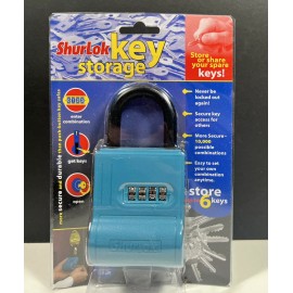 ShurLok SL-100W 4-Dial Numbered Key Storage Combination Lock Box, Blue