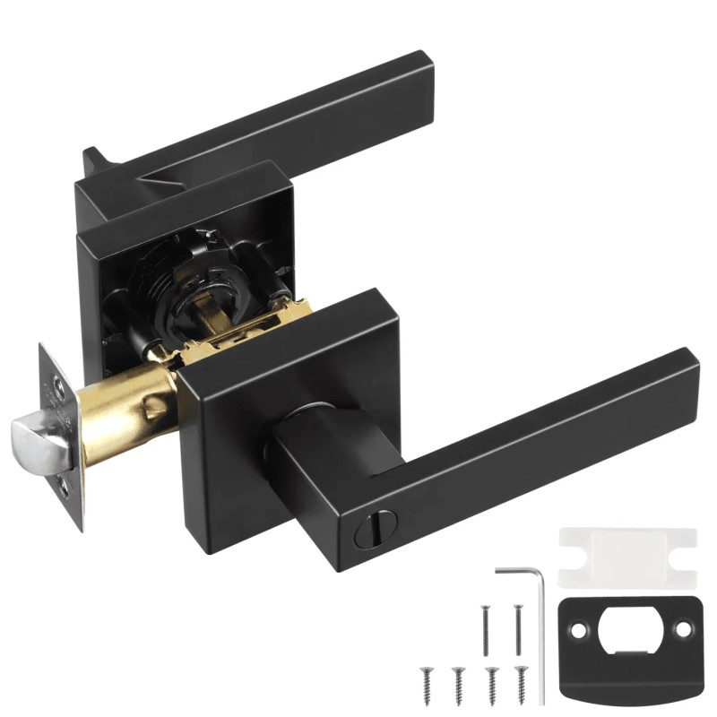 10pcs Modern Matte Black Alloy Bedroom Square Reversible Privacy Door