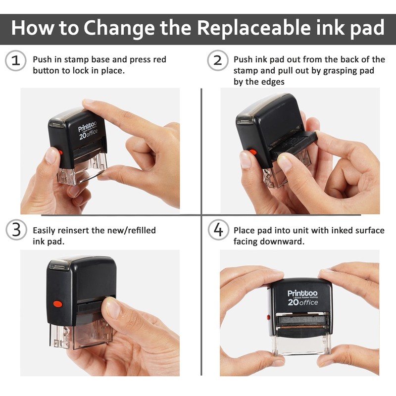 Printtoo Self Inking Rubber Stamp Office Stationary Original Custom Stamp-Blue