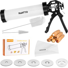 Churro Maker Kit, Hollow Churro Machine, Churro Maker Gun with Piping Bag and 2 Cleaning Brushes, 5 Nozzles for Various Shapes, Máquina para Hacer Churros, Perfect Gift
