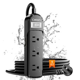 Calion Indoor/Outdoor Power Strip 3 AC Outlets IPX6 Waterproof Surge Protector 6ft Cord